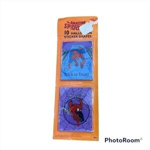 Vintage Amazing Spiderman Halloween Sticker Shapes NEW Favor Treat Toy